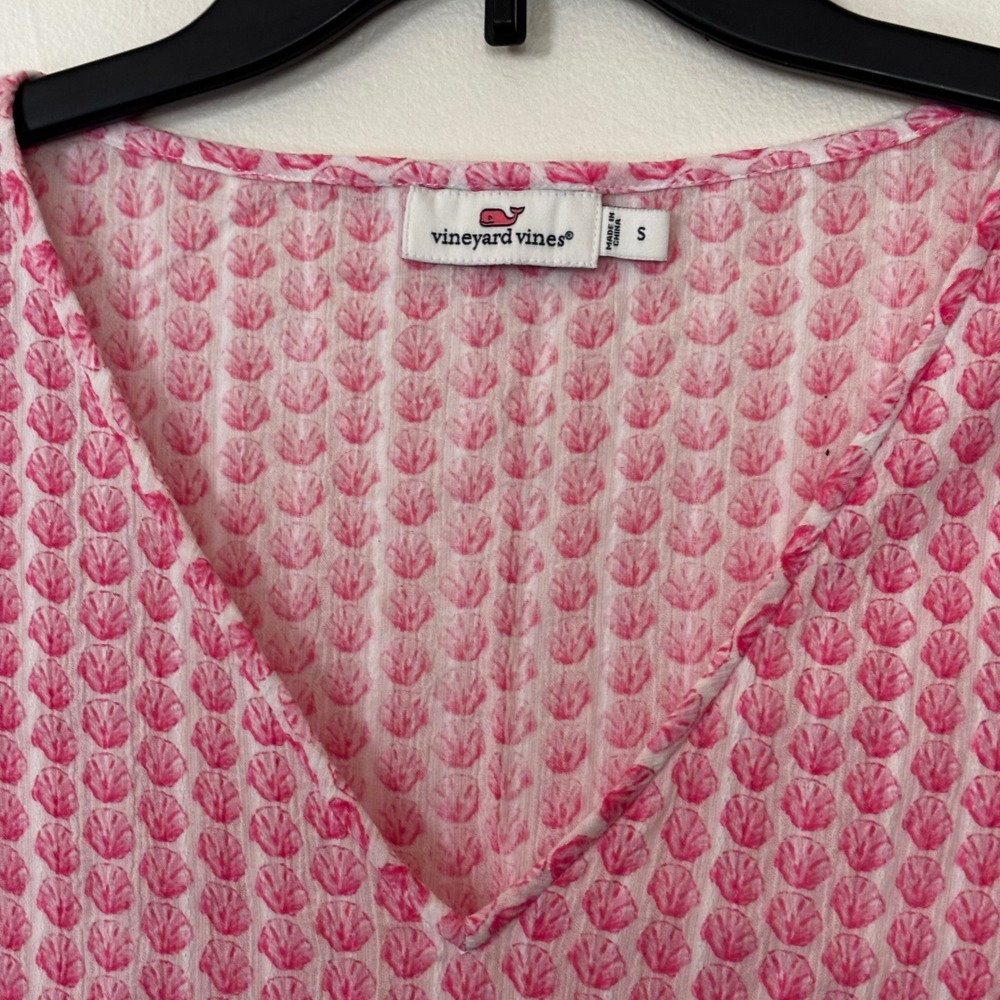 Vineyard Vines Women's Cover Up Small Pink Shells Drawstring Tassel Accents - Picture 3 of 3